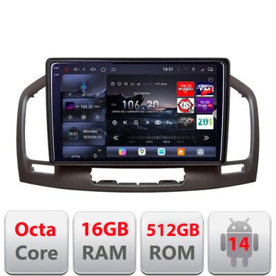 Navigatie Opel Insignia 2009-2013 Edotec Kit-114 8 core QLED 2K 16+512GB 360 Android Waze USB Navigatie Internet Youtube Radio