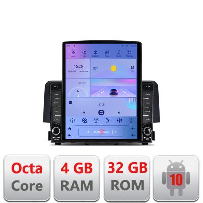 Navigatie Honda Civic 2016-2020 G-669 ecran tip TESLA 9.7" cu Android Radio Bluetooth Internet GPS WIFI 4+32GB DSP 4G