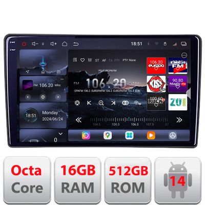 Navigatie universala 2din-1 8 core QLED 2K 16+512GB 360 Android Waze USB Navigatie Internet Youtube Radio Edotec