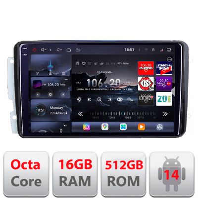 Navigatie Mercedes C 2001-2004 CLK G 2004-2006 Edotec Kit-171 8 core QLED 2K 16+512GB 360 Android Waze USB Navigatie Internet Youtube Radio