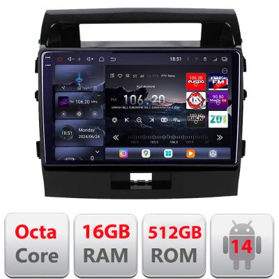 Navigatie Toyota LandCruiser 2008-2015 Edotec Kit-381 8 core QLED 2K 16+512GB 360 Android Waze USB Navigatie Internet Youtube Radio v1