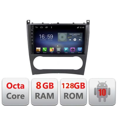 Navigatie Mercedes C Class W203 facelift F-093 Octa Core cu Android Radio Bluetooth Internet GPS WIFI DSP 8+128GB 4G