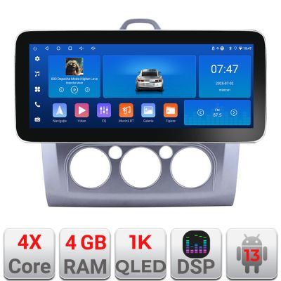 Navigatie Ford Focus clima manuala K-140-manual Edotec 4+64 12.3 inch Incell 1K android Wifi 5Ghz gps internet 32