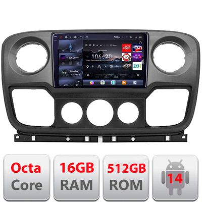 Navigatie Opel Movano, Renault Master 2010-2021 Android radio gps internet 8 core QLED 2K 16+512GB 360GB  Edotec V2
