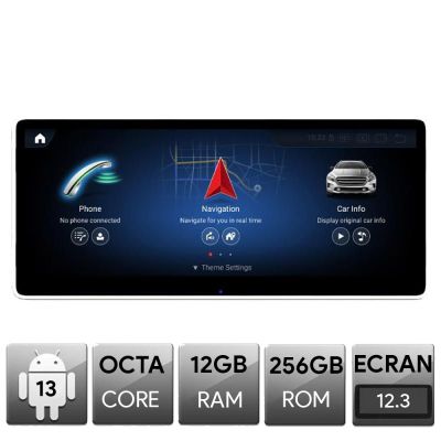 Navigatie Mercedes C W204 2012-2014 NTG4.5, Android, Octa Core, 12+256, 12.3", Qled 2K 2400x900, Qualcomm 680