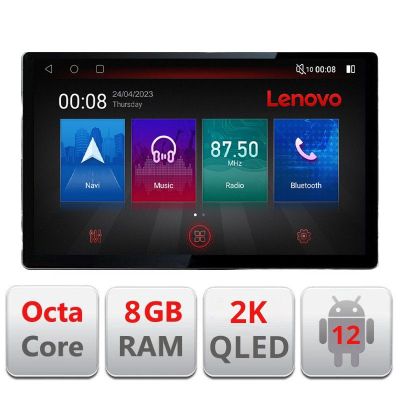 Navigatie Fiat 500 2007-2015 ecran 13" 2K 8+128 Android Waze USB Navigatie 4G 360 Toslink Youtube Radio KIT-fi
