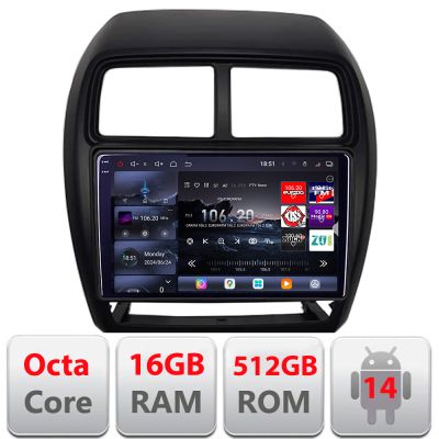 Navigatie Mitsubishi ASX 2017-2021 model facelift Android radio gps internet 8 core QLED 2K 16+512GB 360 Edotec v1