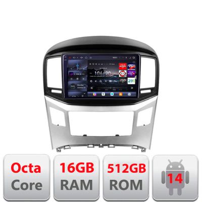 Navigatie Hyundai H1 Starex 2016- Edotec Kit-H1 8 core QLED 2K 16+512GB 360 Android Waze USB Navigatie Internet Youtube Radio
