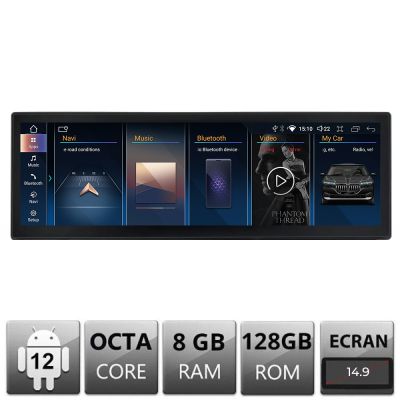 Navigatie BMW Seria 3 si Seria 5 E60 E90 2006-2012 cu ecran CIC Android ecran 14.9" 8+128 4G BT camere 360