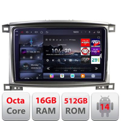 Navigatie Toyota Land Cruiser L100 2002-2008 Edotec Kit-L100 8 core QLED 2K 16+512GB 360 Android Waze USB Navigatie Internet Youtube Radio