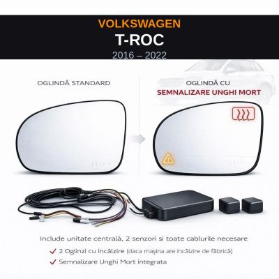 Senzor unghi mort Volkswagen T-ROC 2016-2022 — oglindă dedicată