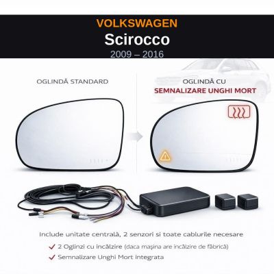 Senzor unghi mort Volkswagen Scirocco 2009-2016 — oglindă dedicată