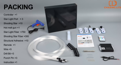 Sistem Iluminare Plafon Mașină 1050 Puncte LED, 16 Milioane Culori RGBW, Control App și Telecomandă, cu Efect de Comete