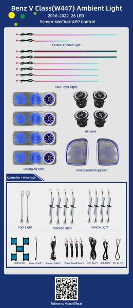 Lumini Ambientale NIGHTVIBE Mercedes W447 05 Vito set complet control telefon sau sistem original